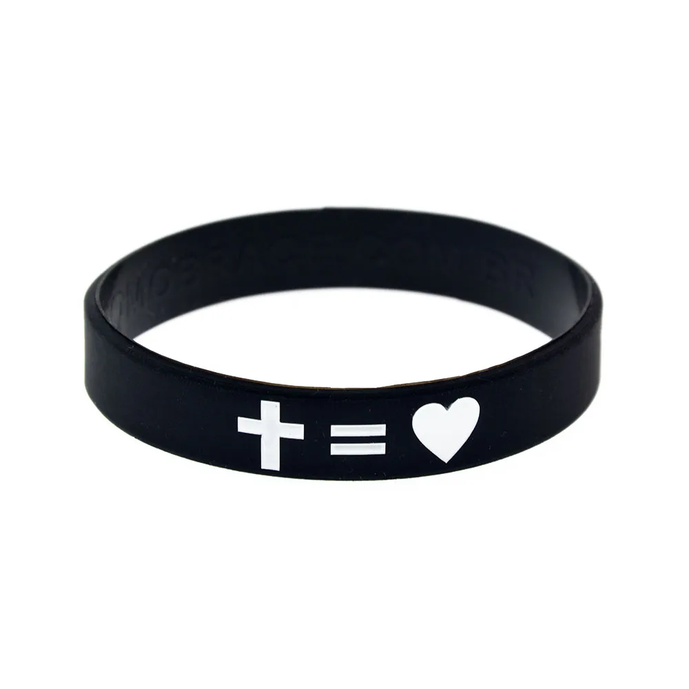 50 Stück Kreuz, Gerechtigkeit und Liebe zu Jesus Silikon-Gummi-Armband, Glaube, Hoffnung, christliches Armband, Schwarz – Detail 2