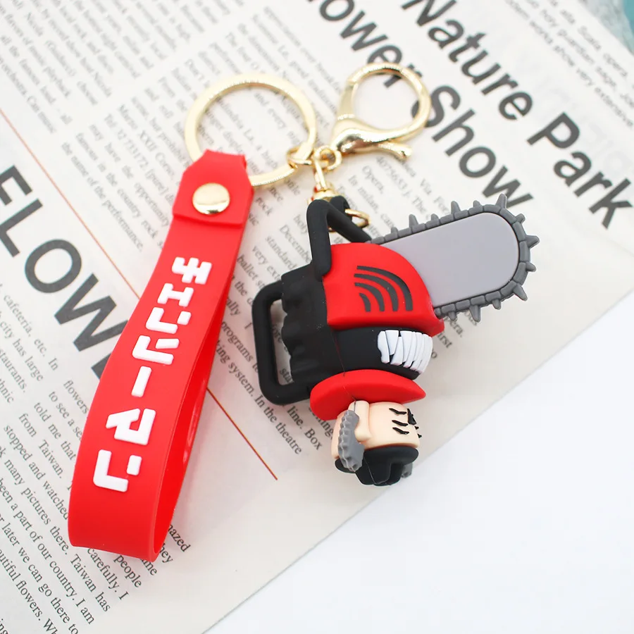 Anime Chainsaw Man Keychain Pochita Denji PVC Cartoon Doll Pendant Keyring Cosplay Prop