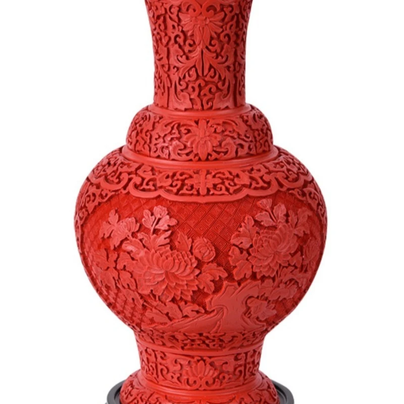 

15-Inch vase, traditional Chinese home decoration, ornaments with red engraved paint gifts