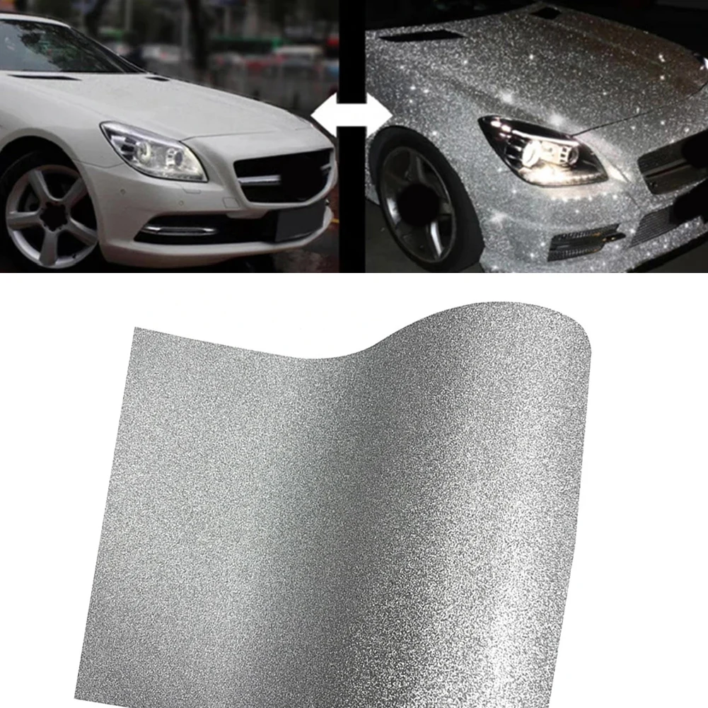 

Super Diamond Silver Frosted Glitter Vinyl Wrap Film for Automotive Customization - PVC Sticker 30CMx100CM 30CMx135CM 50CMx100CM