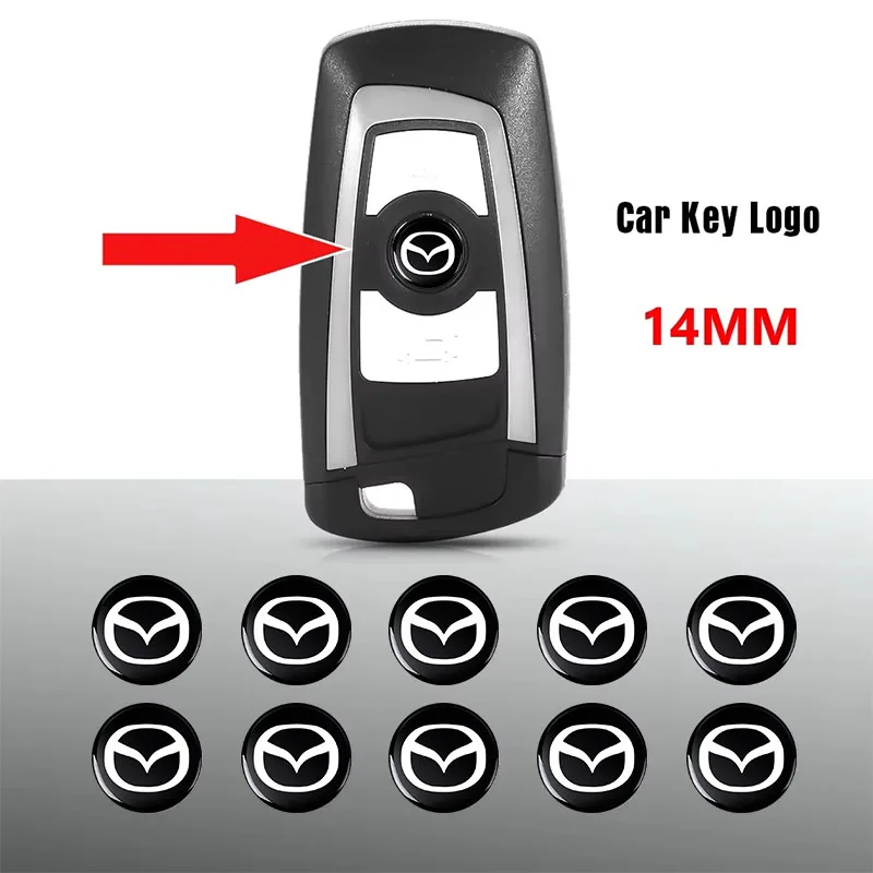 New 14mm Fob Car Logo Sticker For Car Remote Control Key For Mazda 2 3 6 5 Atenza CX3 CX5 MX5 CX7 Axela CX30 CX90 CX60 CX50