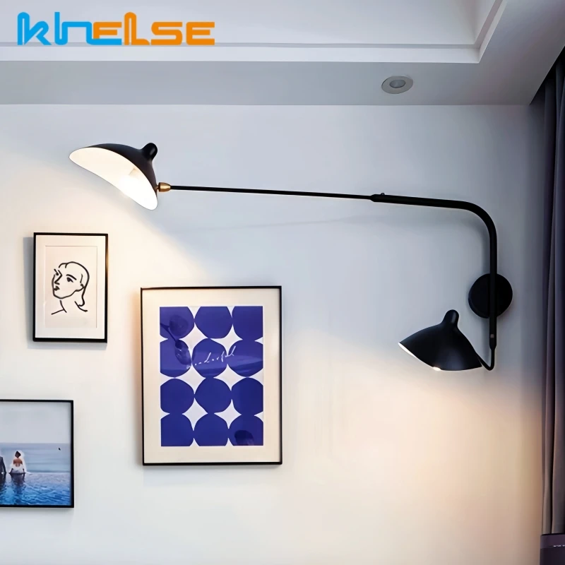 

Светодиодный настенный светильник с поворотным кронштейном в стиле ретро-паук E27, промышленный рокер, длинный столб, бра, спальня, столовая, гостиная, декор, настенный светильник