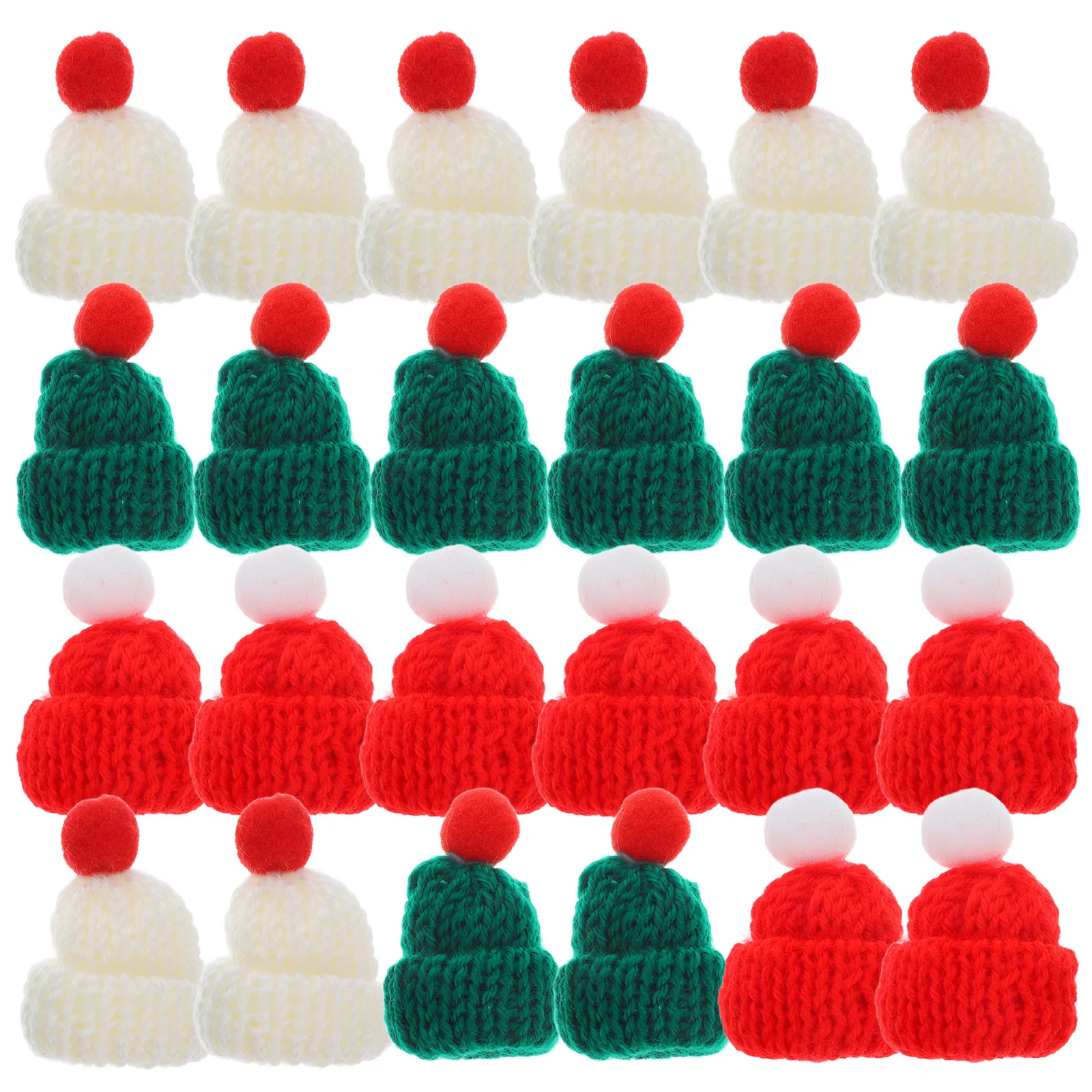 

Tiny Wool Caps Woolen Beanie Plush Christmas Decorations Knitting Hat Dolls