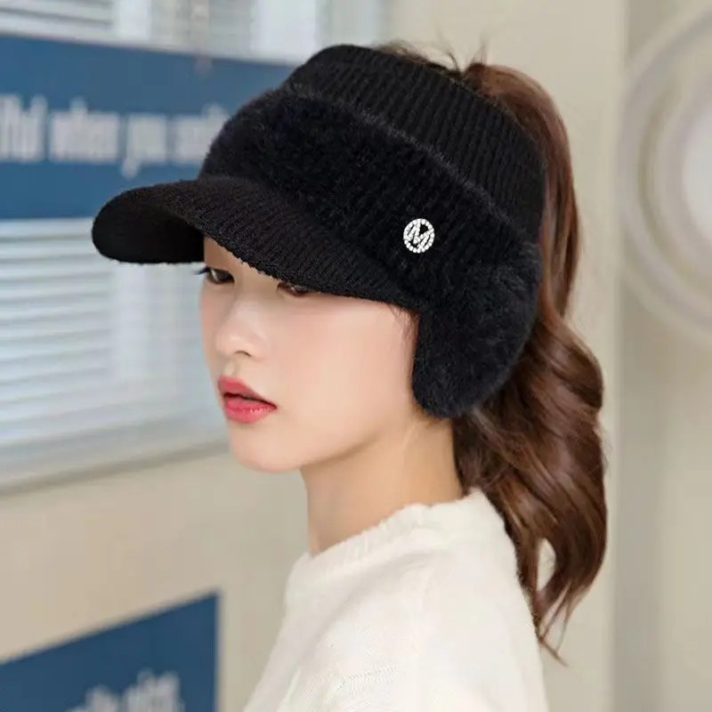 1Pc Autumn and Winter Plush Ear Protection Empty Top Hat for Daily Commuting Style, Fashionable and Strong Warmth Retention