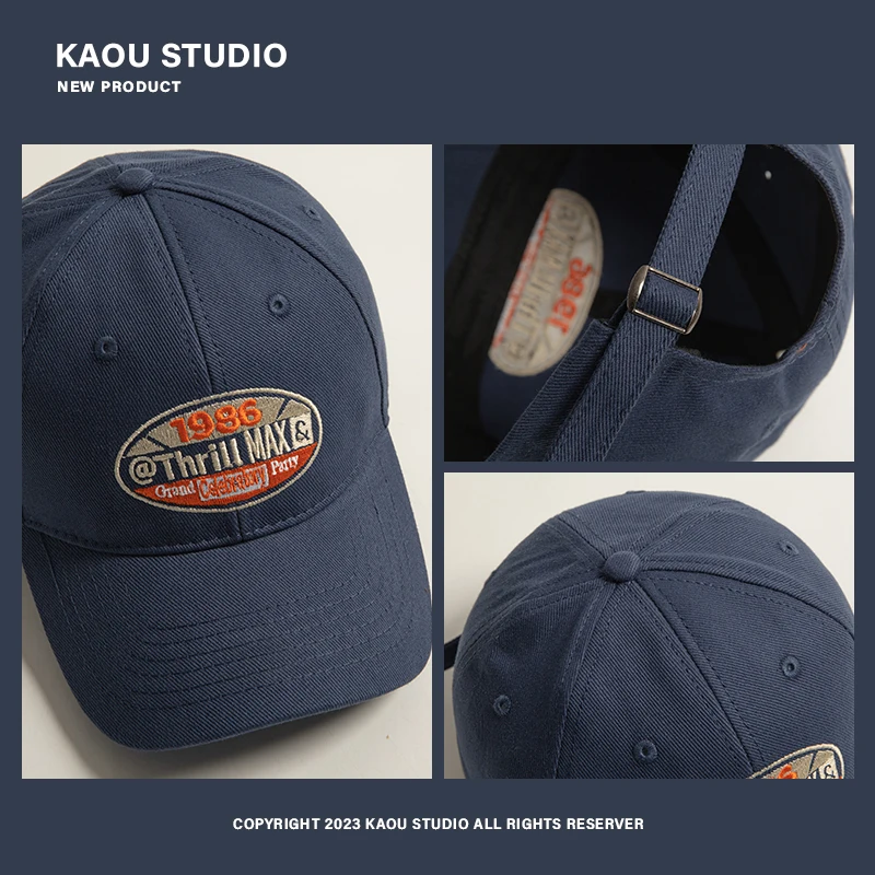 Sombrero azul marino estilo Harajuku japonés para hombre y mujer, gorra bordada con visera, primavera y otoño, gorra de béisbol, sombrilla de verano