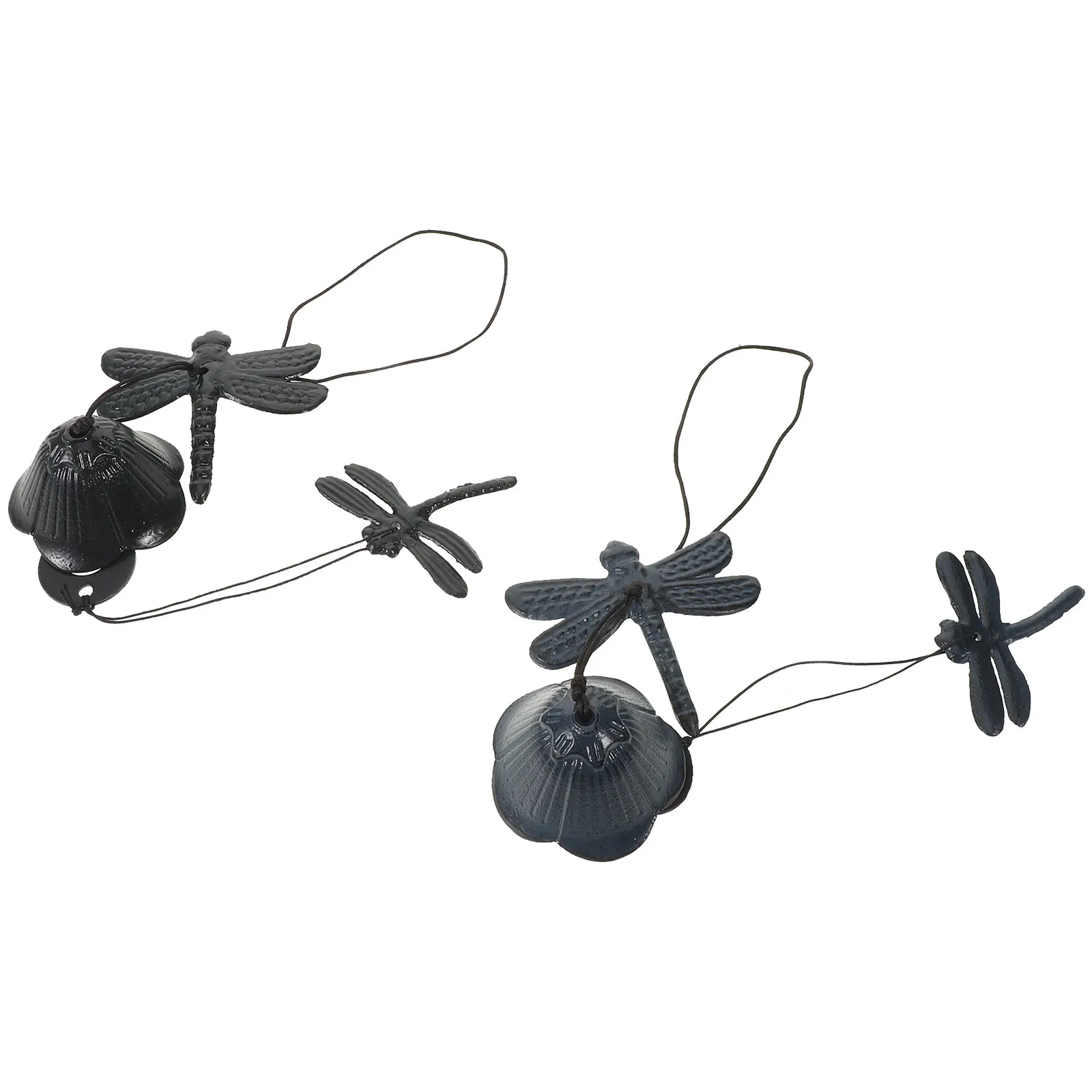 2Pcs Garden Decor Japanese Cast Iron Wind Chimes Dragonfly Pendant Outdoor Hanging Windbell Ornaments Patio Balcony Decoration