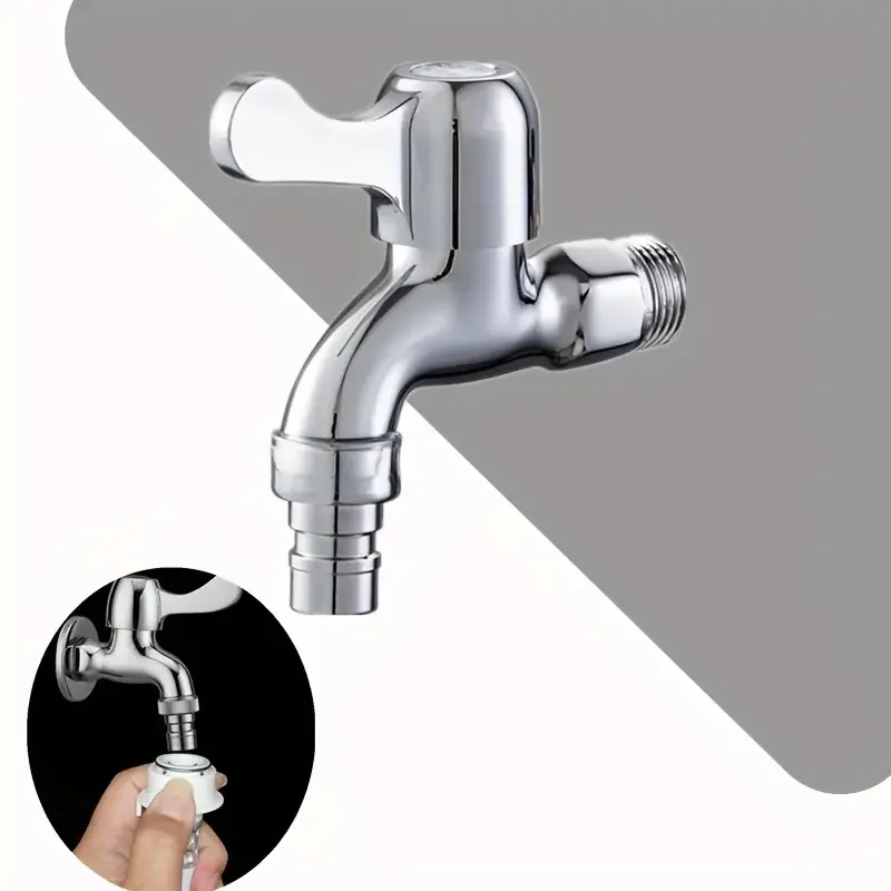 1Pc Universal Alloy Water Tap, Single‑Cold Washing Machine Faucet with Adjustable Flow, for Household Sink, Garden Hose and Wate