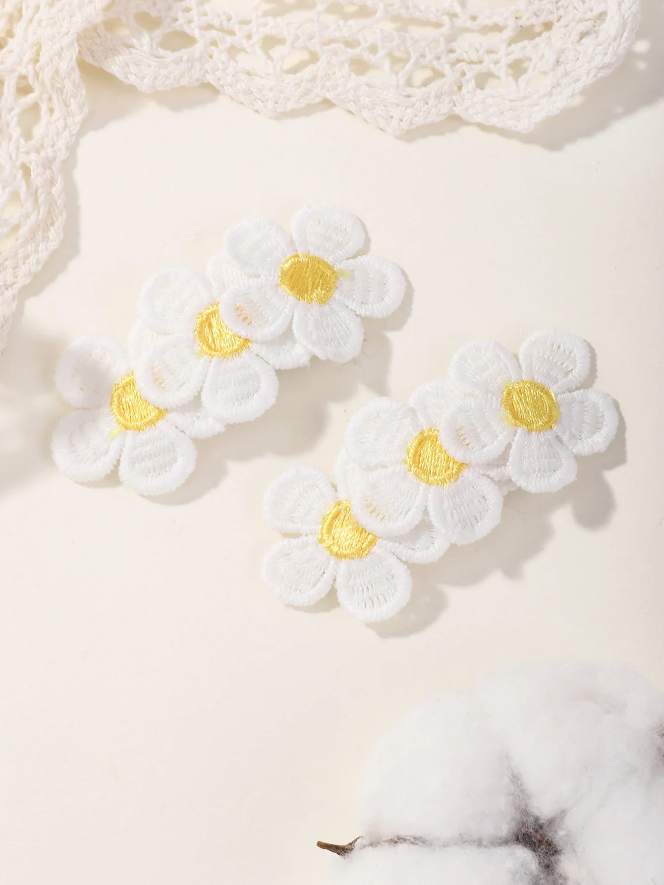 2 Teile/satz Süße Gelbe Blume Stickerei Haar Clips Mädchen Kinder Snap BB Haarnadeln Barrettes Headwear Haar Zubehör