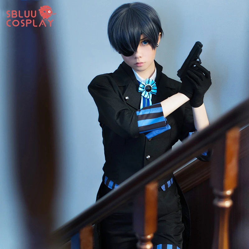 SBluuCosplay Ciel Phantomhive أزياء تنكرية كتاب أزياء تنكرية أتلانتيك مع شعر مستعار #4
