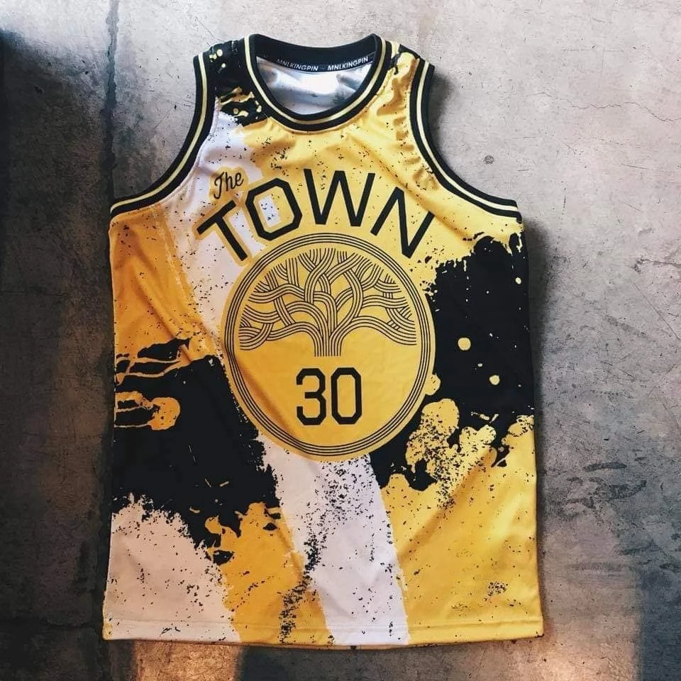 Camiseta Deportiva Retro sin Mangas de Malla Transpirable Amarilla y Negra con Estampado de Graffiti de Stephen Curry N.º 30 City Inkjet