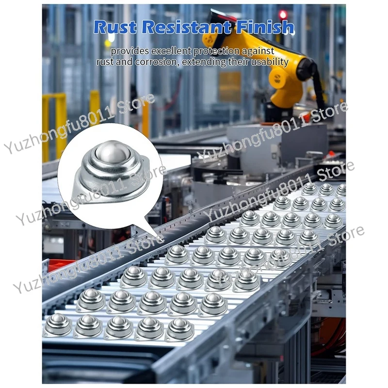 32Pcs Roller Ball Transfer Bearing, 1 Inch Carbon Steel Ball Casters, Mounted Ball Transfer Unit Universal for Conveyor Durable