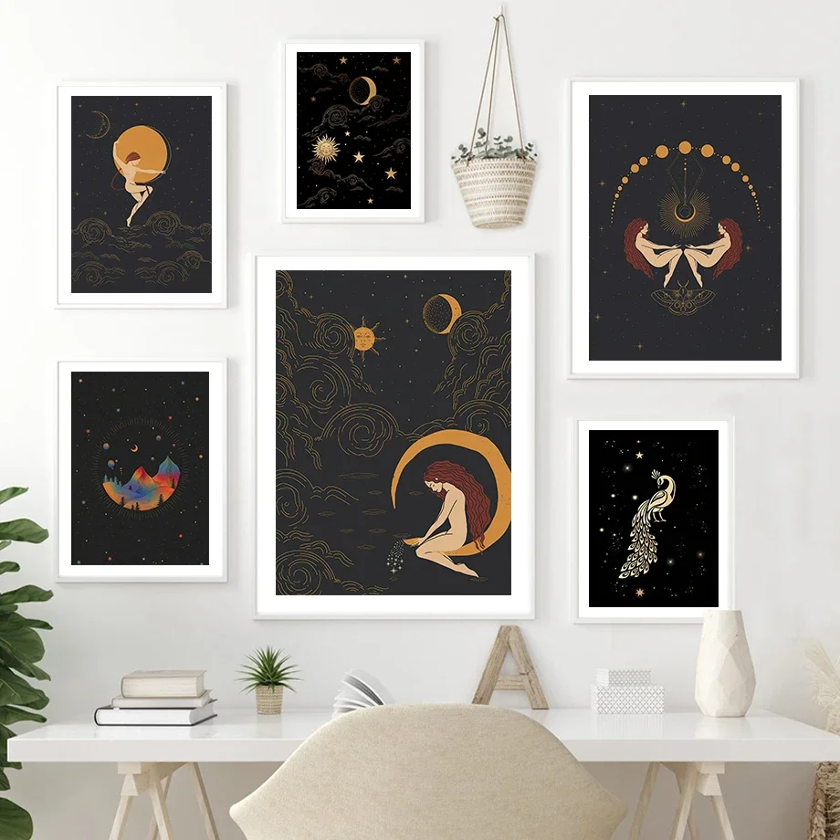 

Witchy Moon Goddess Witchcraft Pisces Y2k Wall Art Canvas Painting Nordic Posters And Prints Wall Pictures For Living Room Decor