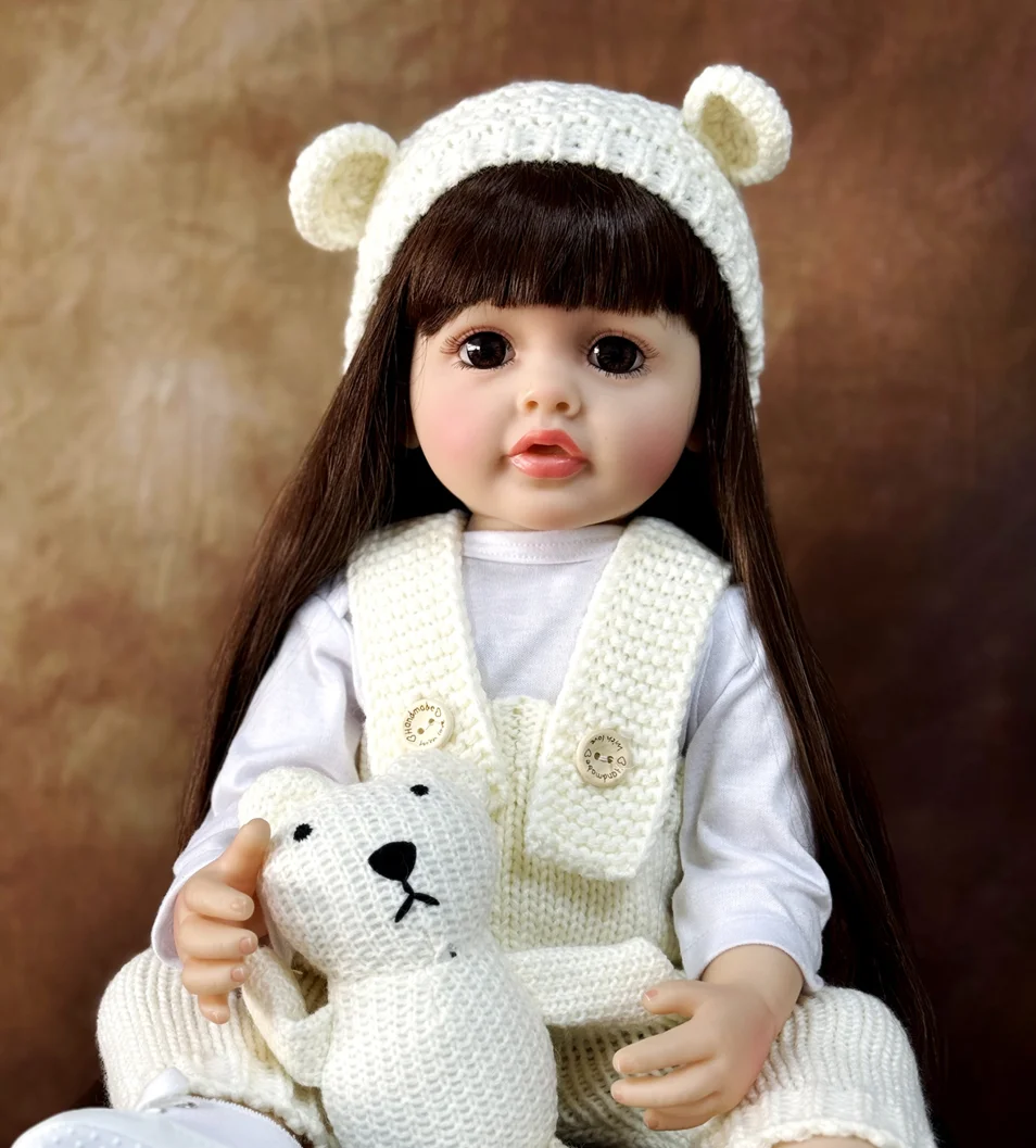 55 CM 22 Inch Reborn Dolls Realistic Full Silicone Baby Bebe Vinyl Newborn Girl Doll Princess Toddler Toy Gift
