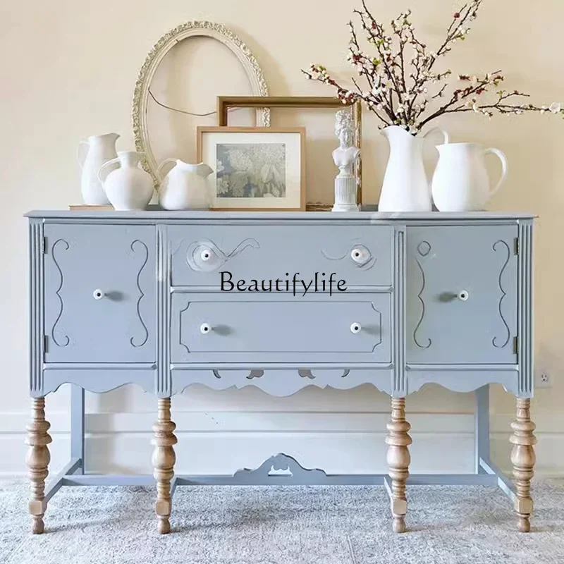 

yj5Solid wood entrance retro old foyer dining side entry cabinet storage decorative cabinet partition