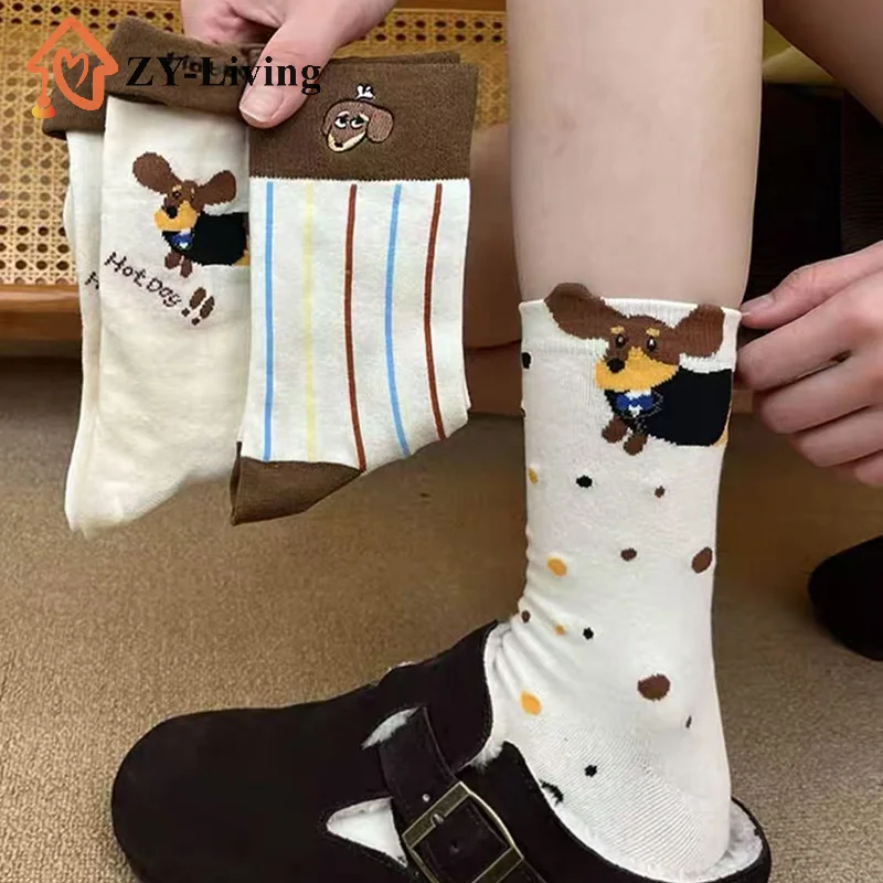 

1Pair Funny Dachshund Animal Cotton Socks Sausage Dog Cartoon Print Socks Cute Couple Sock