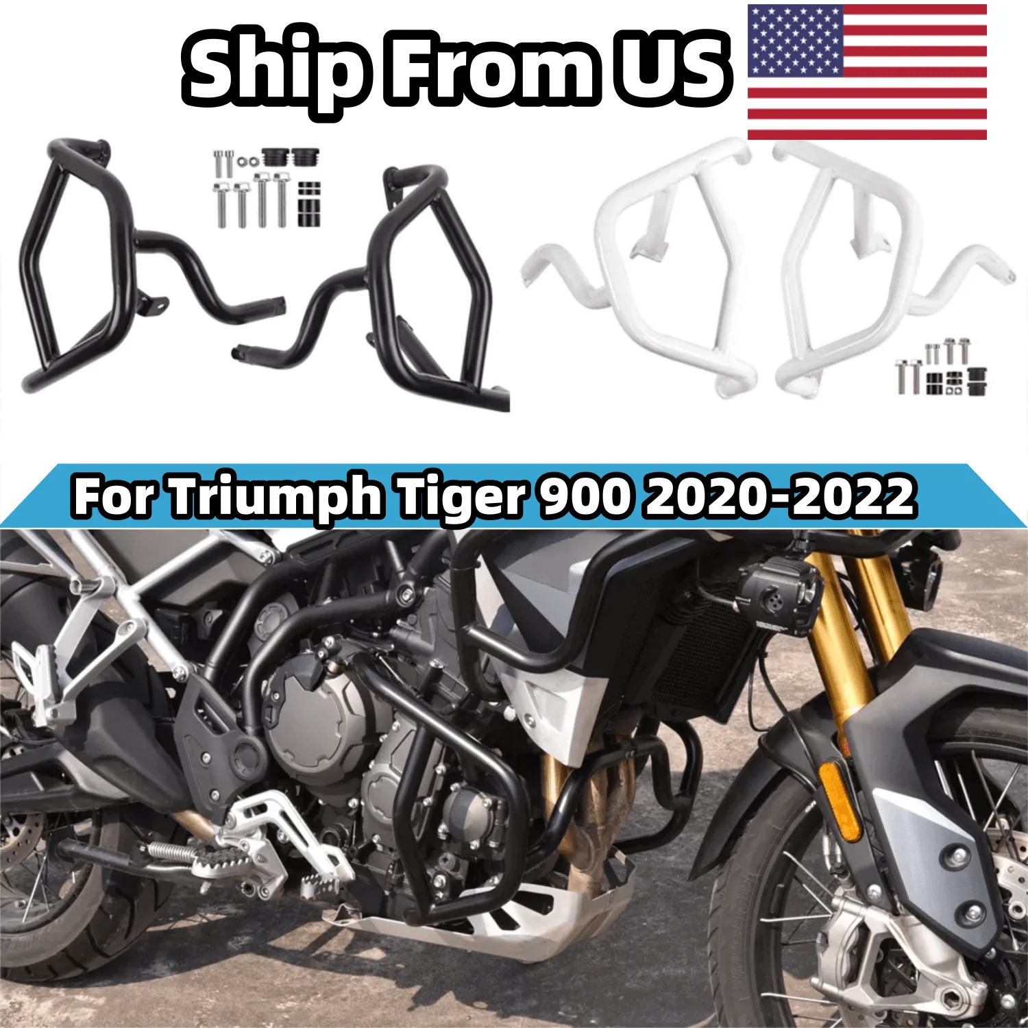 

For Triumph Tiger 900 GT Rally PRO 2020-2023 Tiger900 Bumper Motorcycle Accessories Black Lower Crash Bar Engine Guard Protector