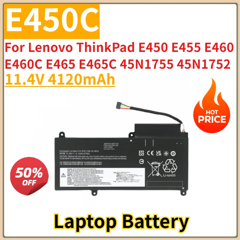 

Новый сменный аккумулятор для ноутбука 11,4 В 4120 мАч E450C для Lenovo ThinkPad E450 E455 E460 E460C E465 E465C 45N1755 45N1752 45N1756
