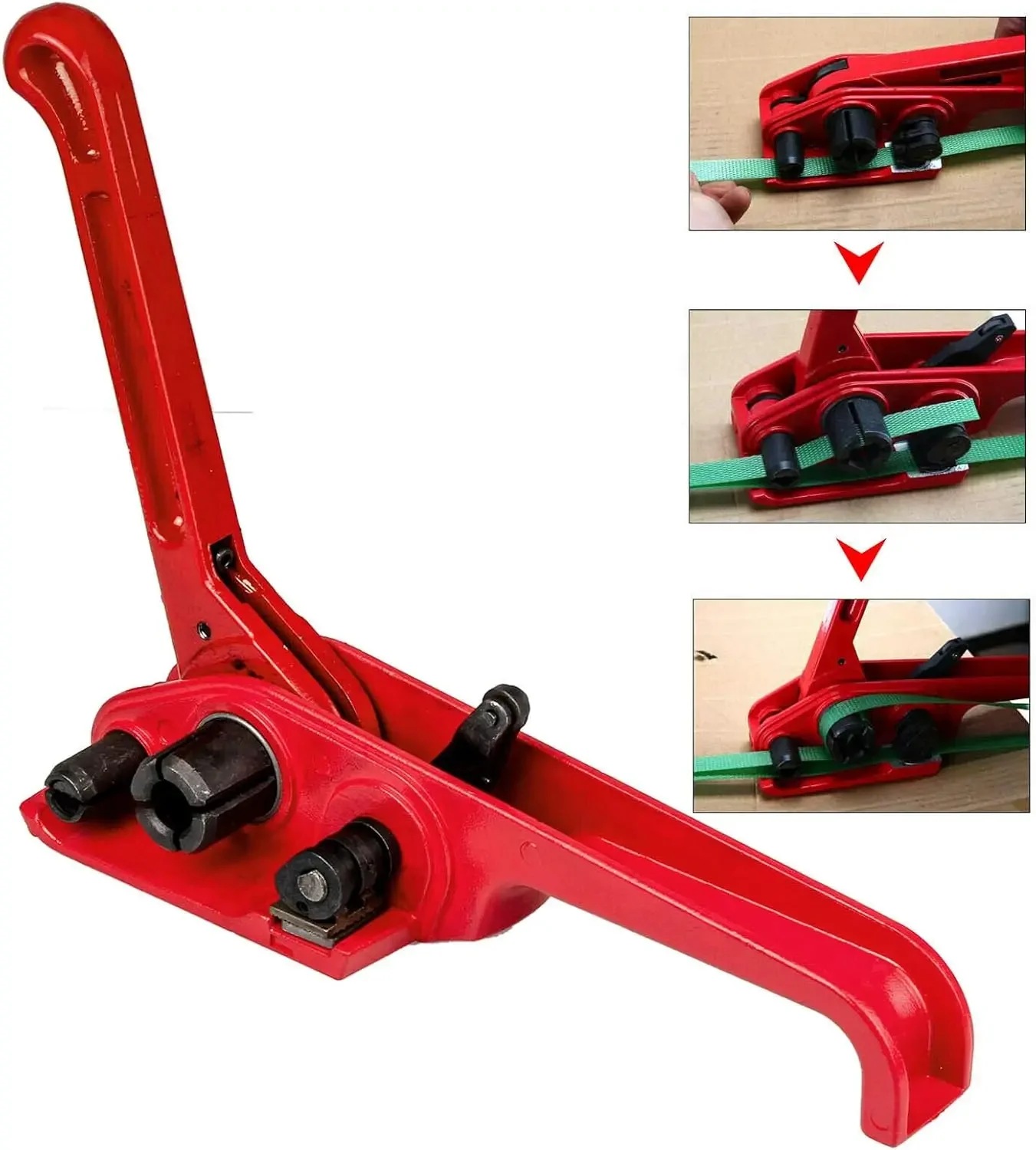 Heavy Duty Manual 4 in 1 PET/PP Manual Strapping Tools Packing Machine Set Tensioner & Sealer 100m Packing Belt