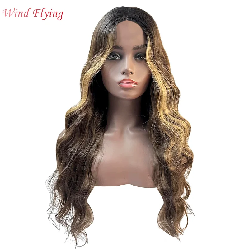 WIND FLYING Wigs Long Body Wavy Silver Ash Hair Wig with Bangs for Women Daily High Density Hair Ombre Wigs Heat Resistant Fiber