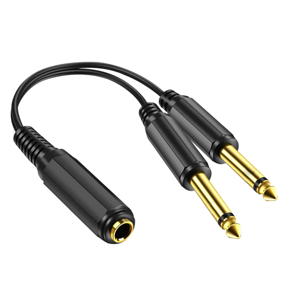 6.35mm 1/4 Inch TRS Stereo Female To 2 Dual 1/4 Inch TS Mono Male Y Splitter Adiuo Cable