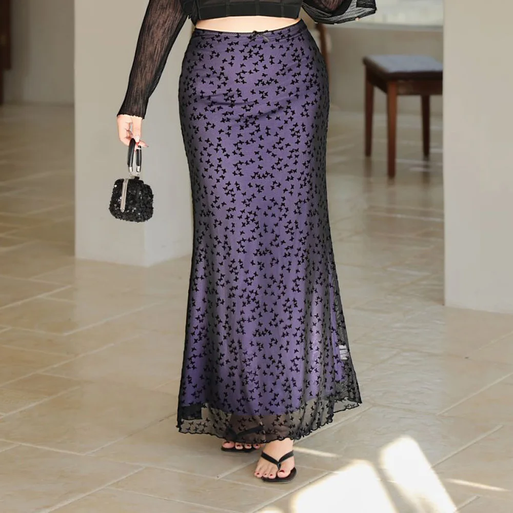 

Женская облегающая юбка-русалка больших размеров во французском стиле с высокой талией, элегантная сетка-бабочка премиум-класса, тонкая, сексуальная, летняя