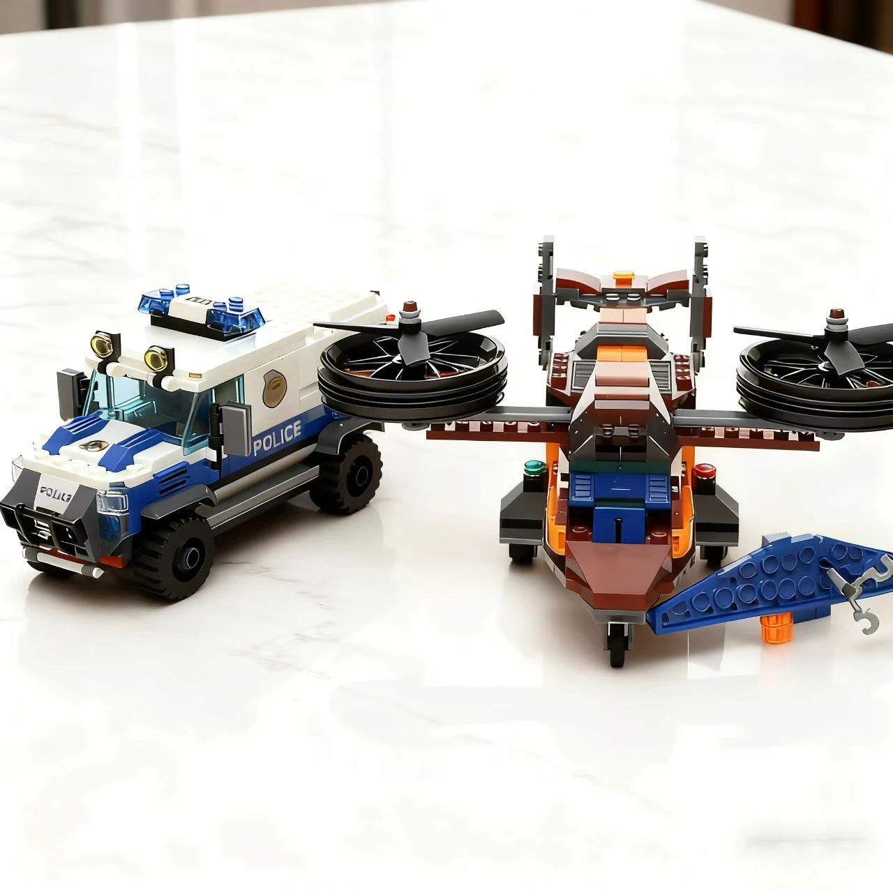 

Третья вечеринка, совместимые наборы MOC, городская серия, строительные блоки, полицейский вертолет, погоня, алмазный обогреватель, автомобиль, детские игрушки, подарок