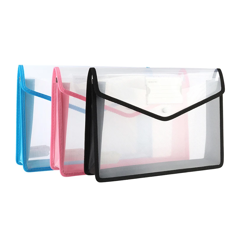 

Large Capacity Document Bag Expanding File Packet A4 Horizontal 3D Snap Transparent Pouch Student Test Paper Storage Organza Bag