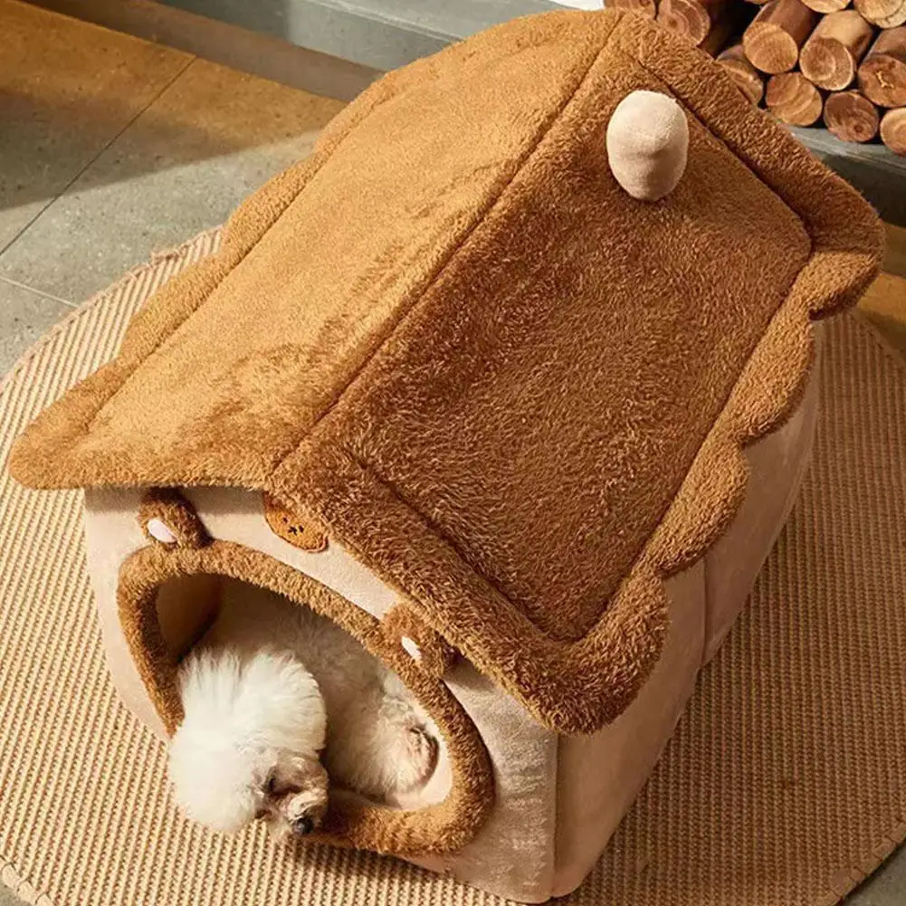 Cat Bed House Winter Sleeping Cave Collapsible Removable Washable Pet House Puppy Cave For Small Dogs And Cats Pet Supplies