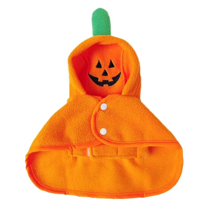 

Halloween Hooded Pet Cape Cloak Cute Funny Costume Pumpkin Ghost Bat Design Warm Plush Fleece Adjustable For Cats And Small Dogs