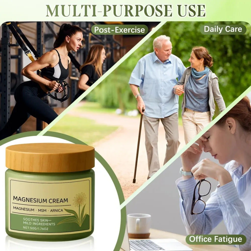 Soothing Gentle Body Cream Magnesium Relief Skin Care Long-Lasting Hydration Nerve-Relief Nourish Massage Absorption Anti-Dry
