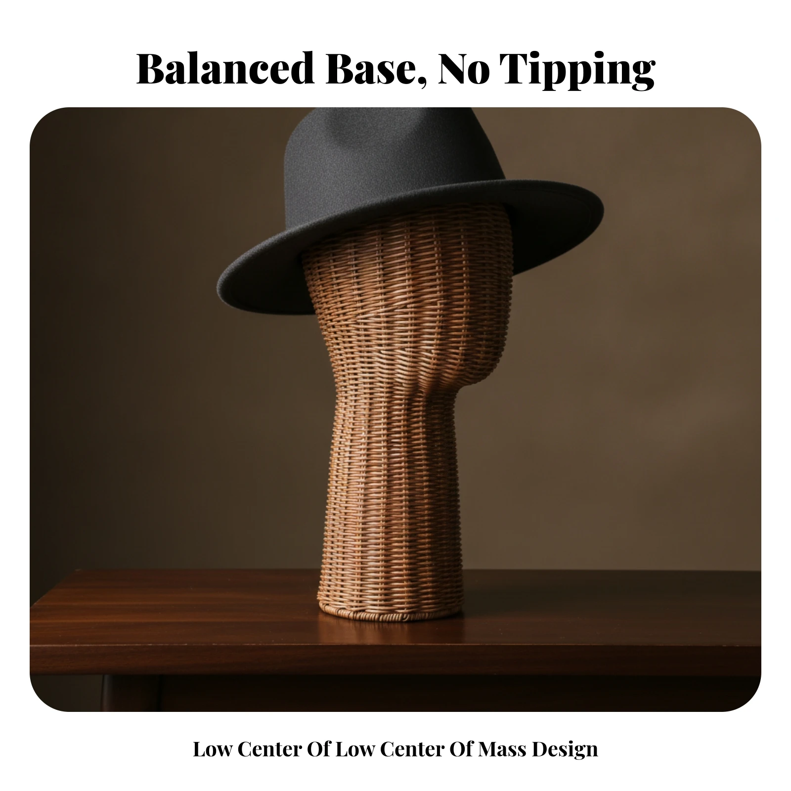 Rattan Mannequin Head Woven Wicker Mannequin Head Display Holder Braided Rustic for Hairpiece Stylists, Retail Shops, Studios