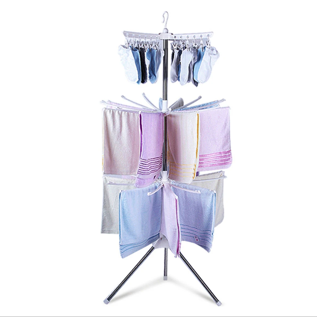 Foldable Clothes Drying Rack Stainless Steel Adjustable Garment Clothing Hanger for Indoor Outdoor Portable Clothes Rack