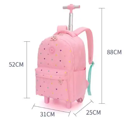 School Wheeled Backpack with Lunch Box Rolling Backpack for Girls School Backpack with wheels Girls Travel Luggage Suitcases view 5