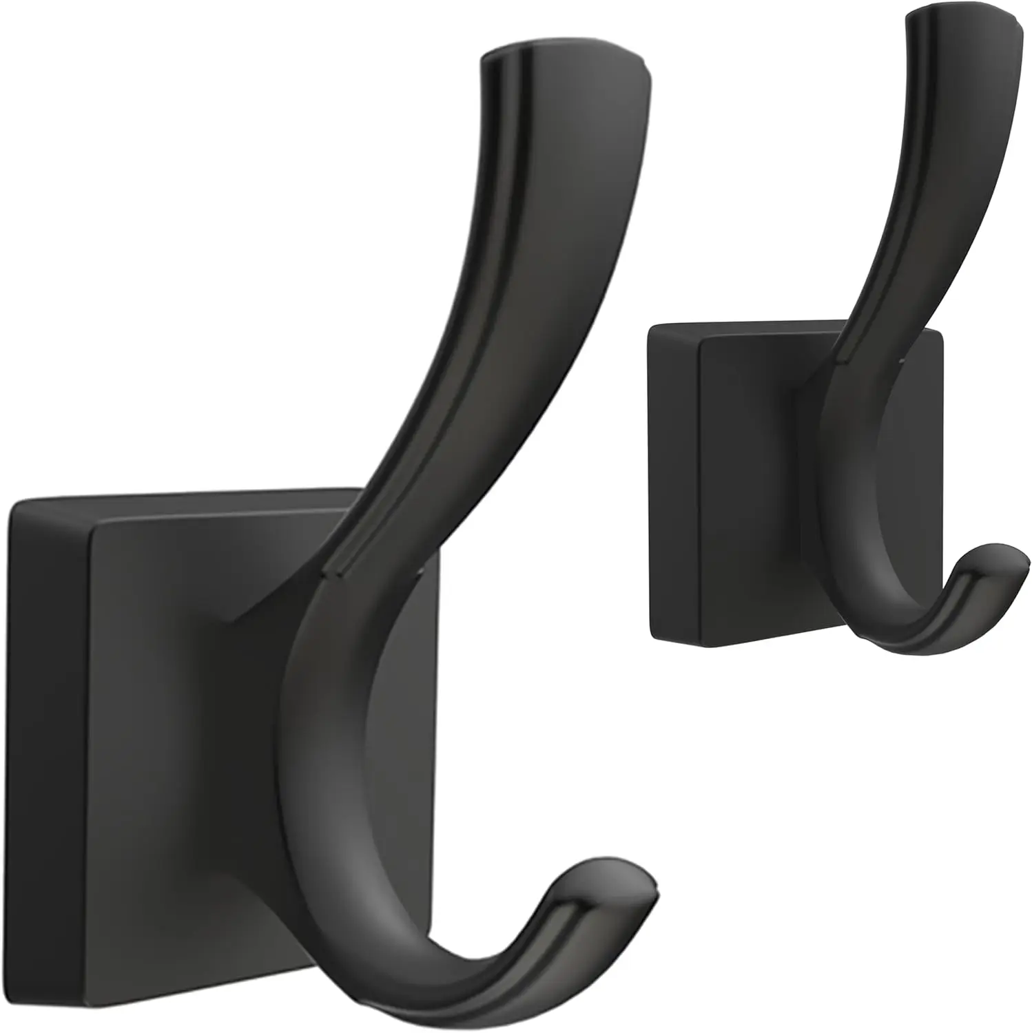 

Black Towel Hooks for Bathroom, Heavy Duty Coat Robe Hooks Wall Mount with Double Hooks for Hanging Towels, Bags, Keys (2 Pack)