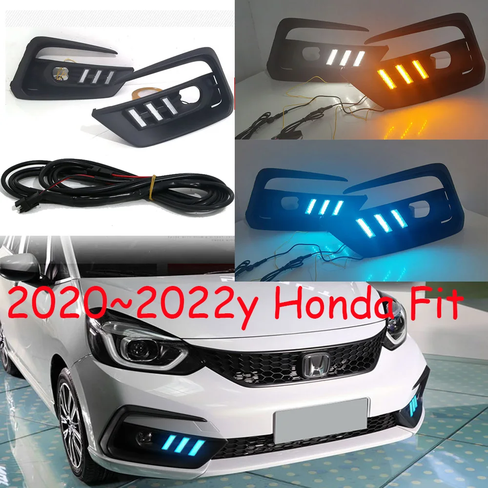 Dynamic car bumper headlight Fit Jazz daytime light solaris 2021~2022y DRL car accessories LED headlamp Fit Jazz fog light