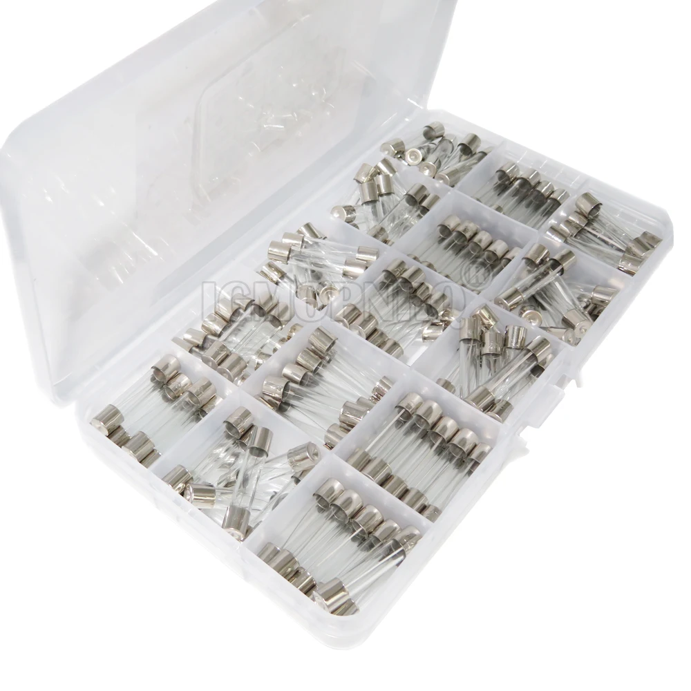 150PCS 15 value 6*30 Fast-blow Glass Tube Fuses Car Glass Tube Fuses Assorted Kit 6X30 With Box Fusive 0.1A-30A Household Fuses