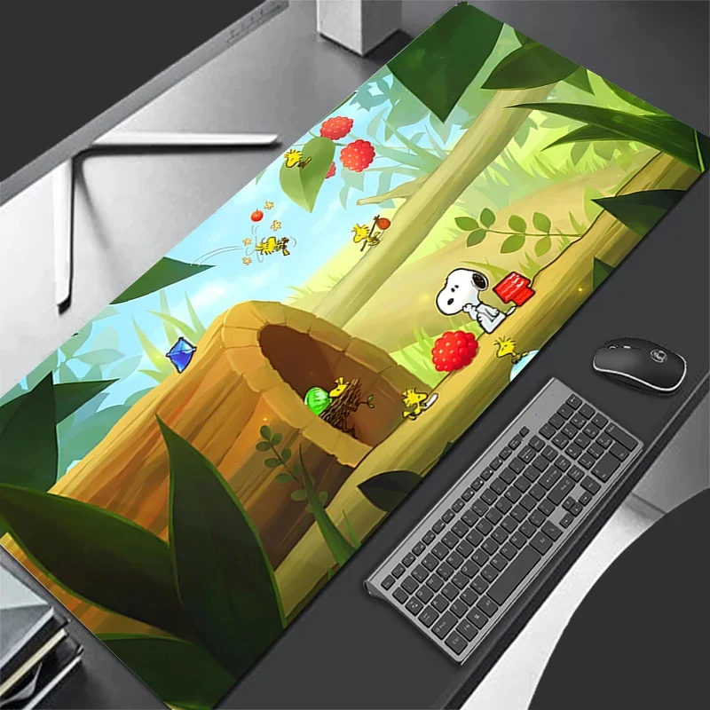 

Новый кожаный коврик для мыши с рисунком Снупи, большие коврики для компьютерной клавиатуры, настольный коврик, игровые аксессуары, домашний коврик для мыши, нескользящая скатерть