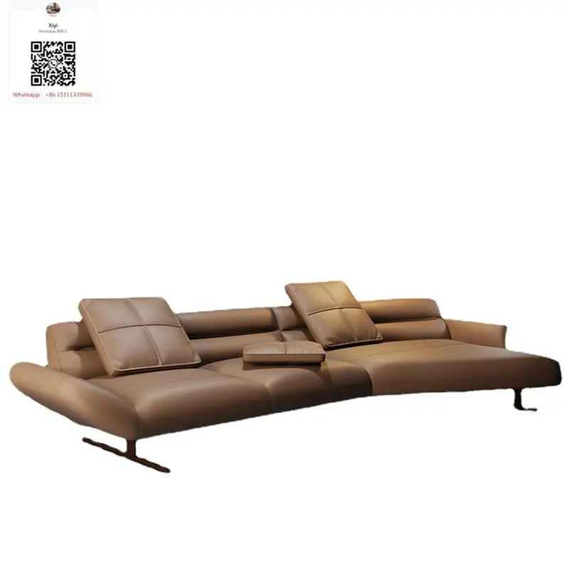 High Quality Minimalist Leather Sofa Nordic Living Room Special-shaped Big Corner Feather Light Luxury Customizable Sofa