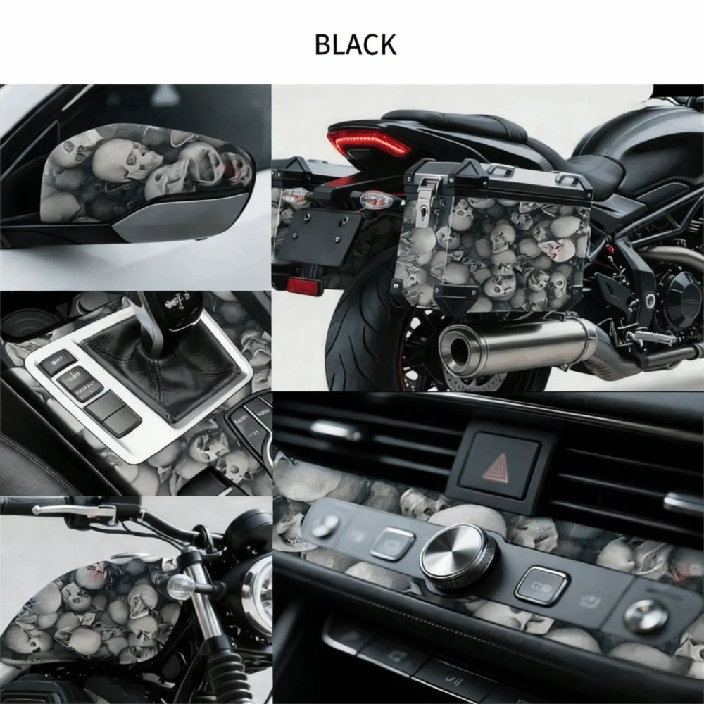 

Новая виниловая пленка для оклейки автомобилей 150*30 см, с рисунком черепа, для декора кузова, автомобильные аксессуары для улицы