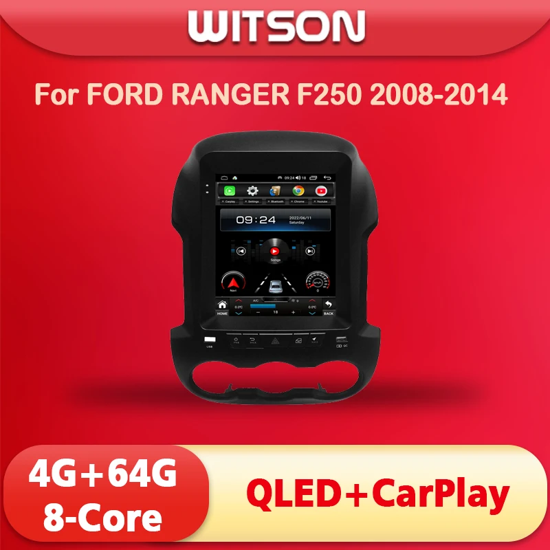 WITSON Android 12 Тесла стиль для FORD RANGER F250 2008-2014 GPS-навигация Авто Стерео вертикальный QLED экран CARPLAY головное устройство