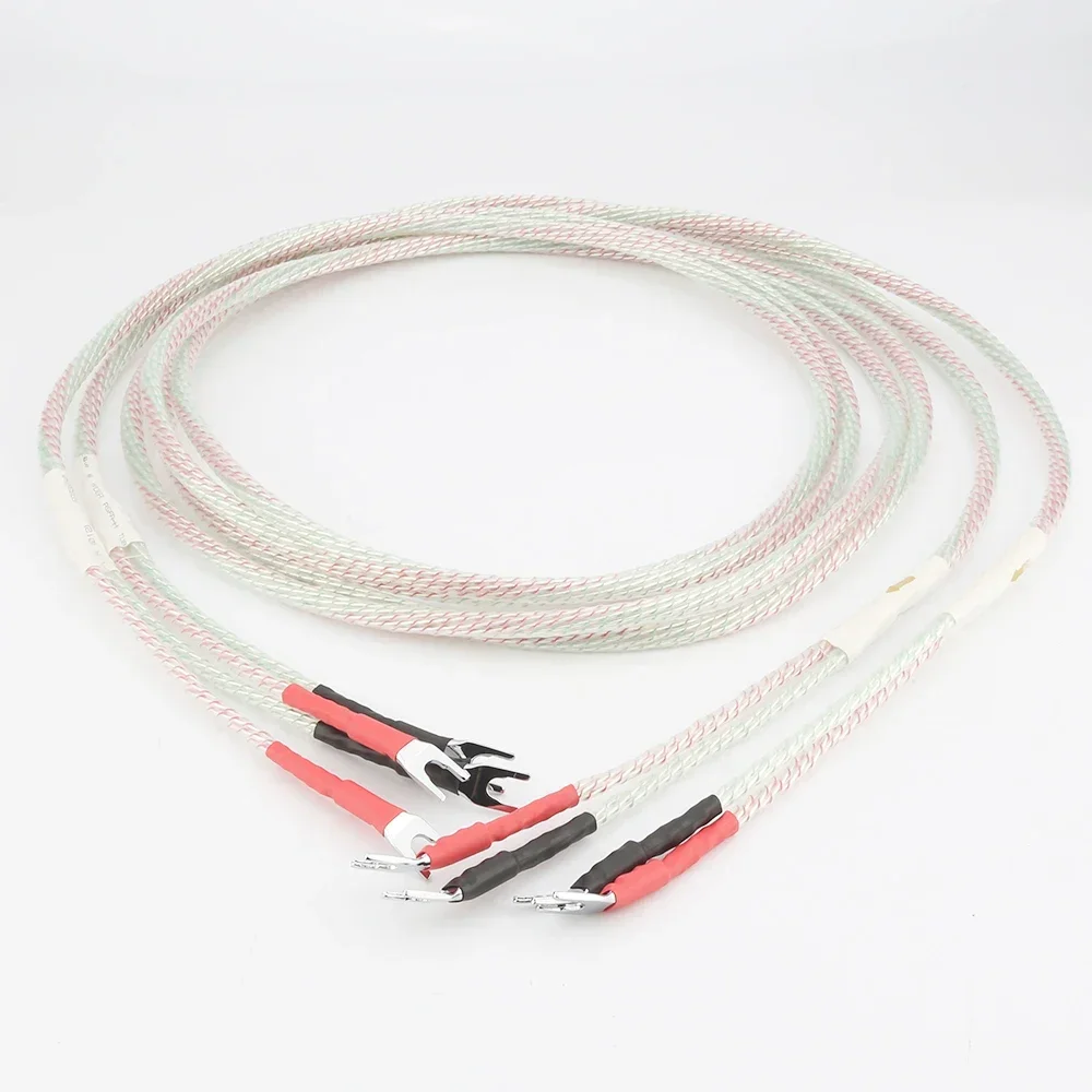 Par de cables de altavoz HIFI, conector de pala con conector banana a banana, Cable de Audio para altavoz