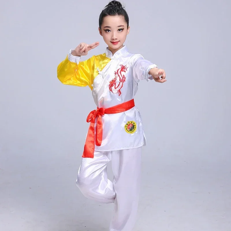 Kinder chinesische traditionelle Wushu Kleidung für Kinder Kampfkunst Uniform Kung Fu Anzug Mädchen Jungen Bühne Performance Kostüm Set