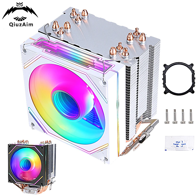 

QiuzAim PC Efficient Processor 4pin/PWM Cpu cooler Fan 6 Heat Pipe Installing LGA2011 2099 2066 x79 x99 x299 E5 AMD AM3 AM4 AM5