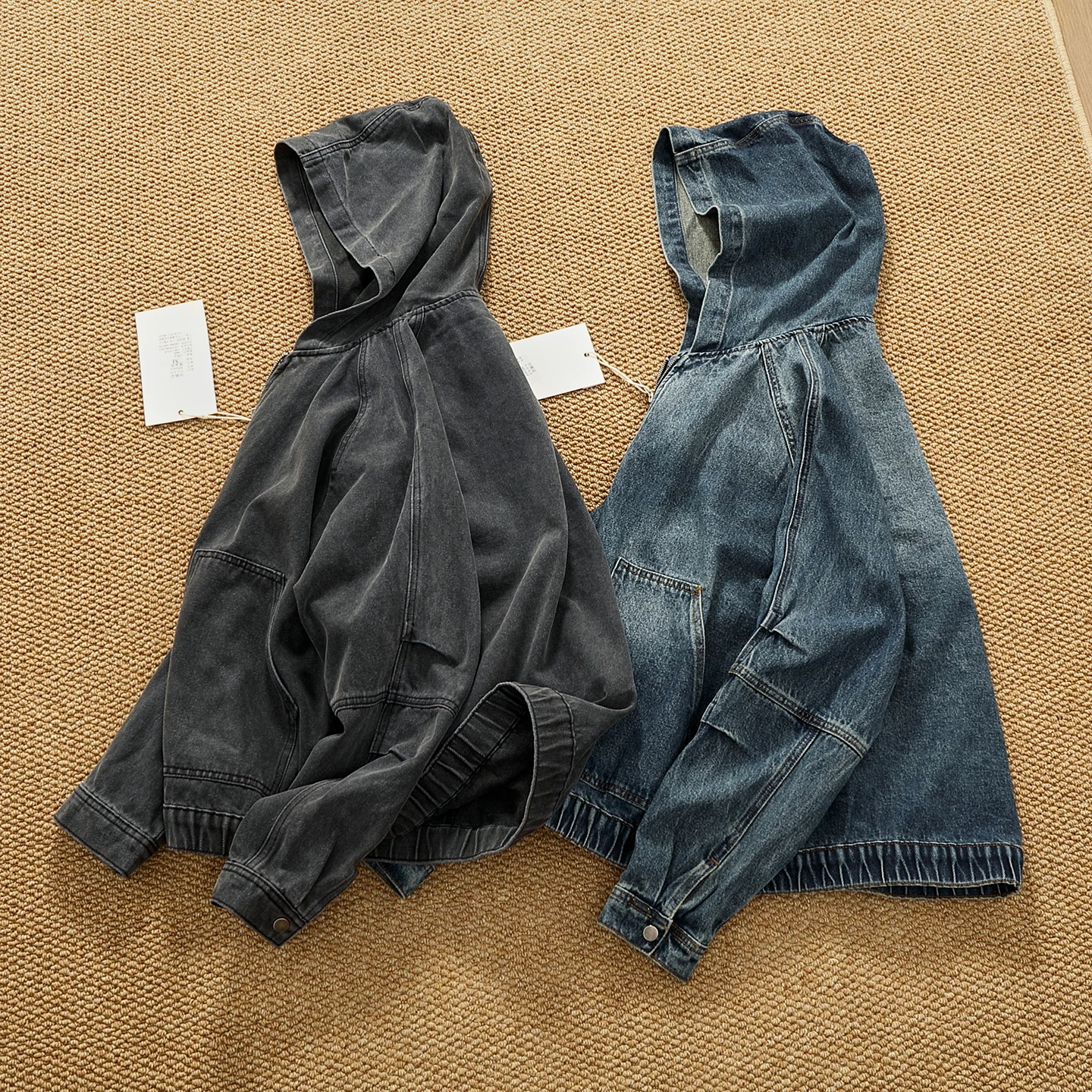 

American casual hooded denim jacket men's loose denim wash heavy zipper autumn and winter new work jacket trend