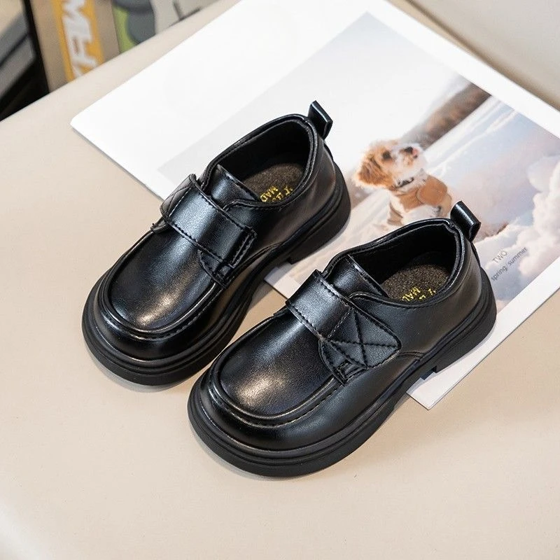 

Kids Leather Shoes 2026 Spring Autumn New Boys Girls Black School Performance Soft Sole Warm Lining Student Casual Dress Shoes