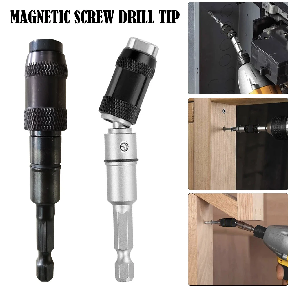 1/4" Magnetic Pivoting Screw Drill Tip Locking Bit Holder Quick Change Drive Guide Drill Hand Tool Screwdriver Extension Rod