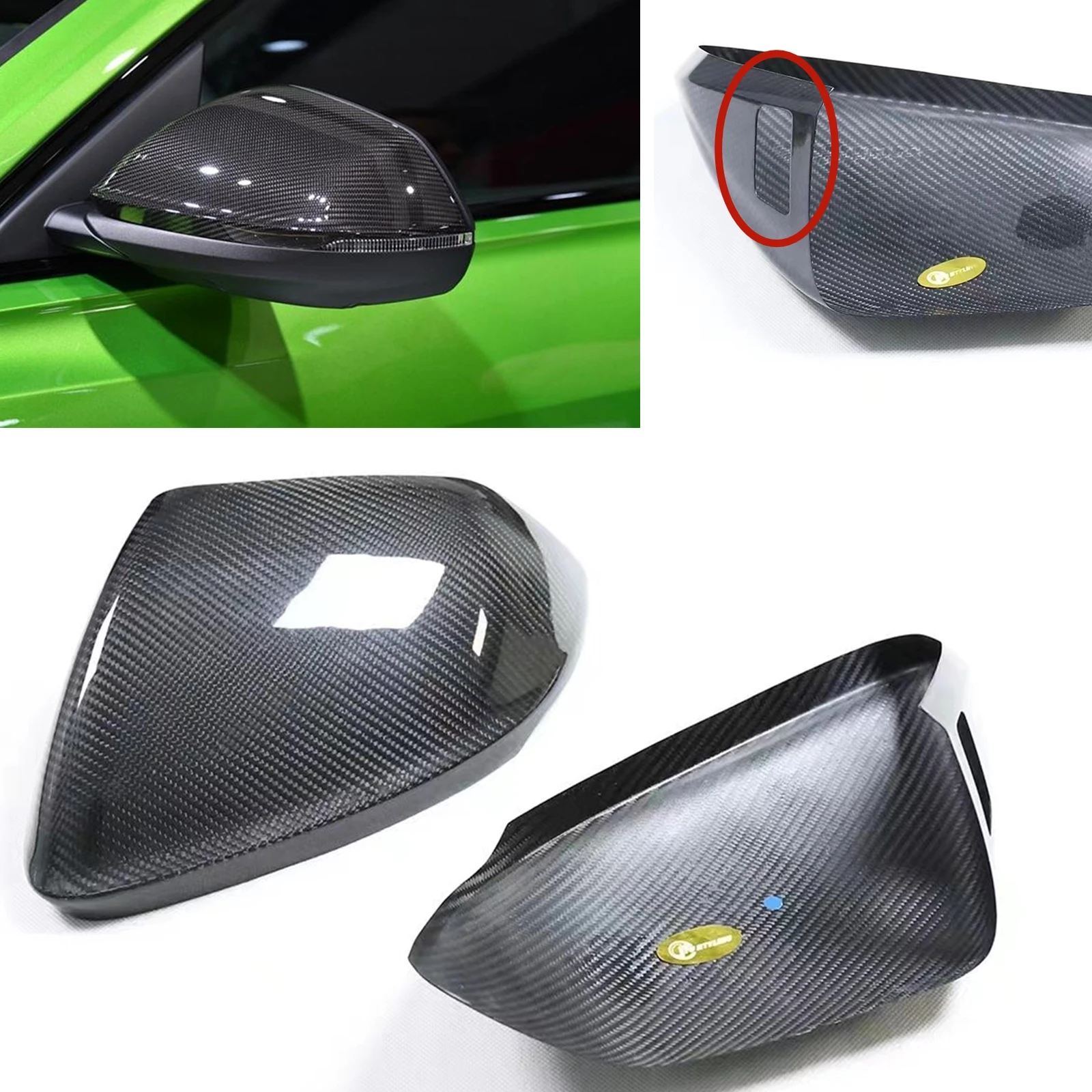 2PCS Mirror Cover Rear View Cap Reverse Case Shell W/ Lane Assist For Audi Q8 SQ8 RSQ8 For Lamborghini URUS