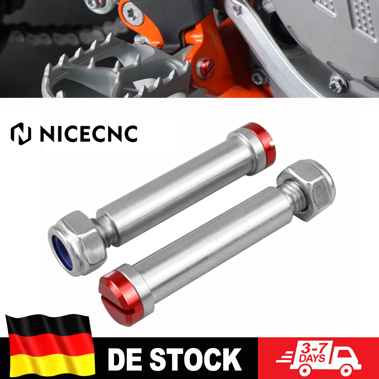 Für Beta RR 300 250 350 390 400 450 480 498 520 NICECNC Bremssattel-Befestigungsstifte Fußrasten-Bolzen Edelstahl Motorrad-Zubehör
