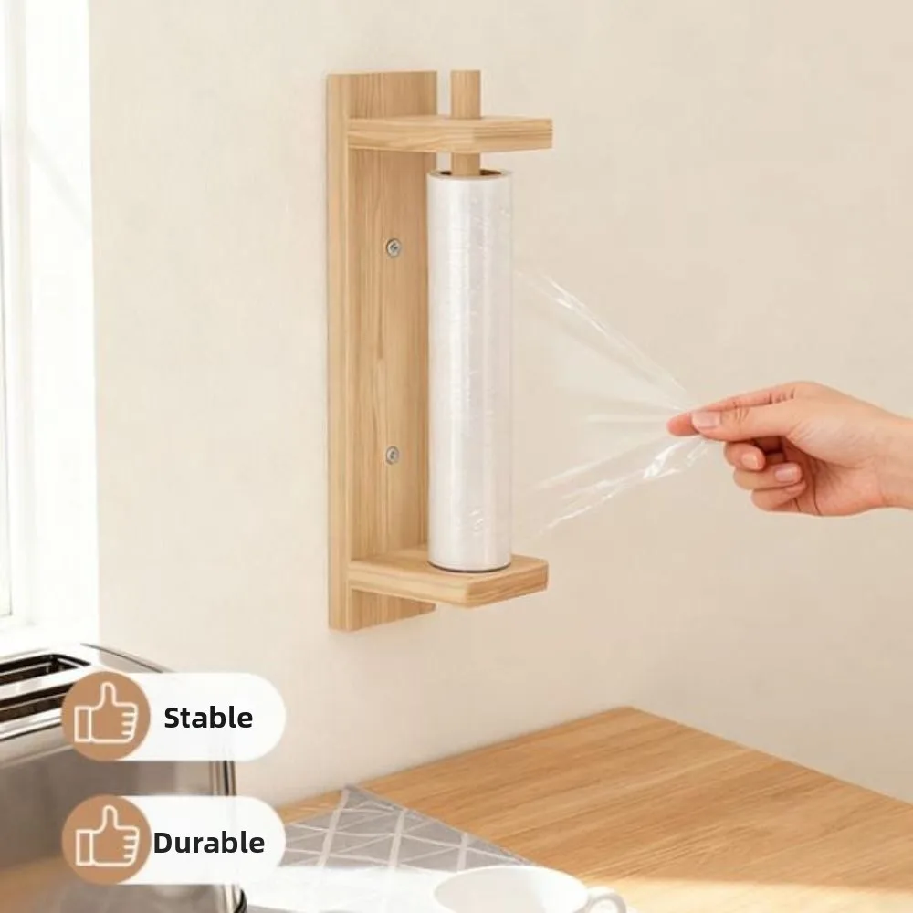 

Прочный деревянный держатель для бумажных полотенец, креативный многофункциональный держатель для рулонов, простой компактный органайзер для пищевой пленки для дома