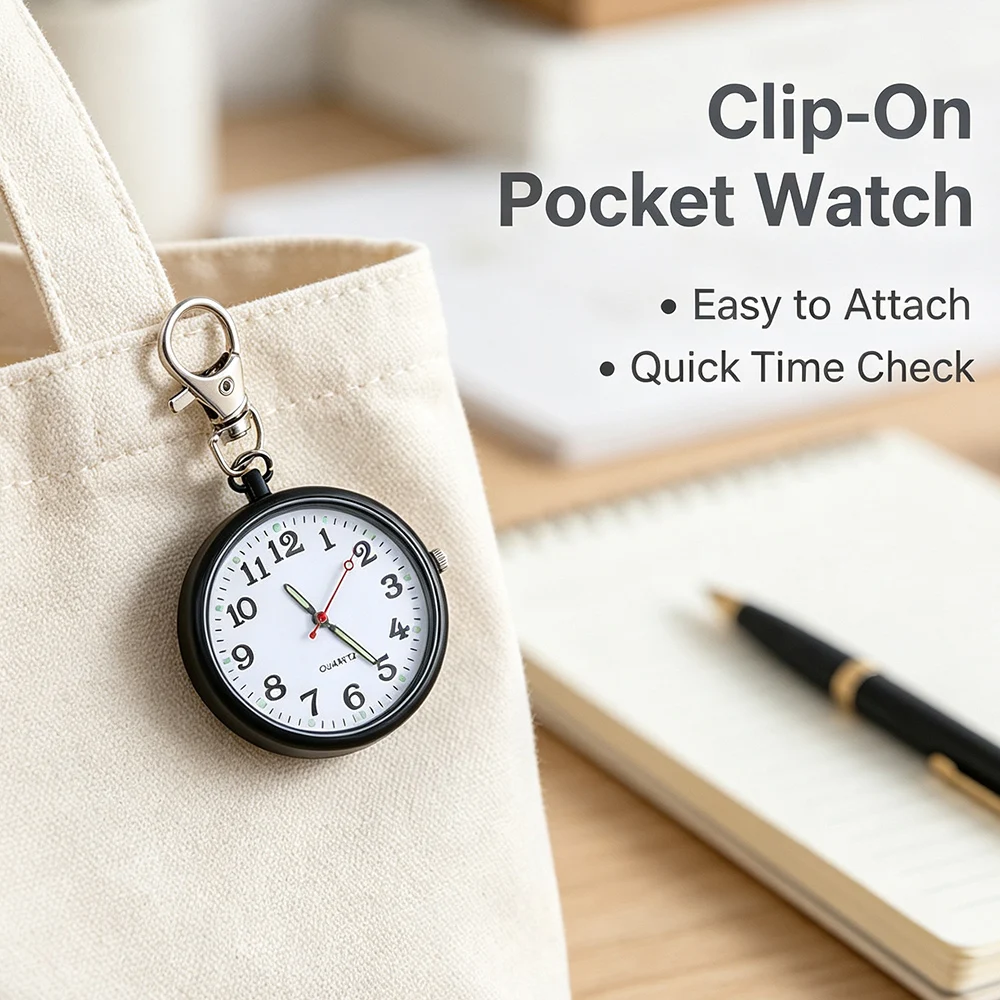 Large Clear Dial Pocket Watches Men Portable Round Hanging Backpack Kids Keychain Watch Women Ladies Nurse Quartz Clock view 3
